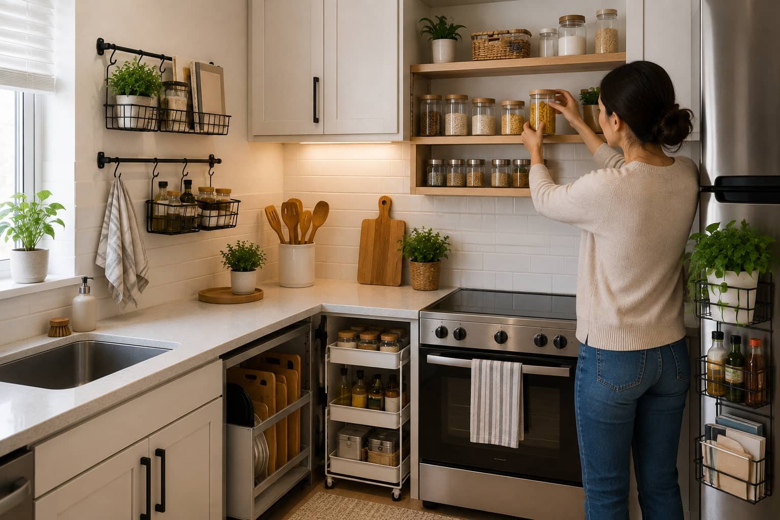 How to Organize a Small Kitchen With No Pantry